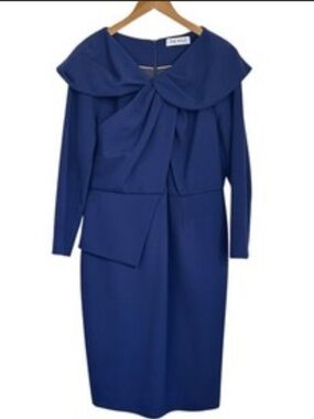The Fold draped collar long sleeve pencil dress